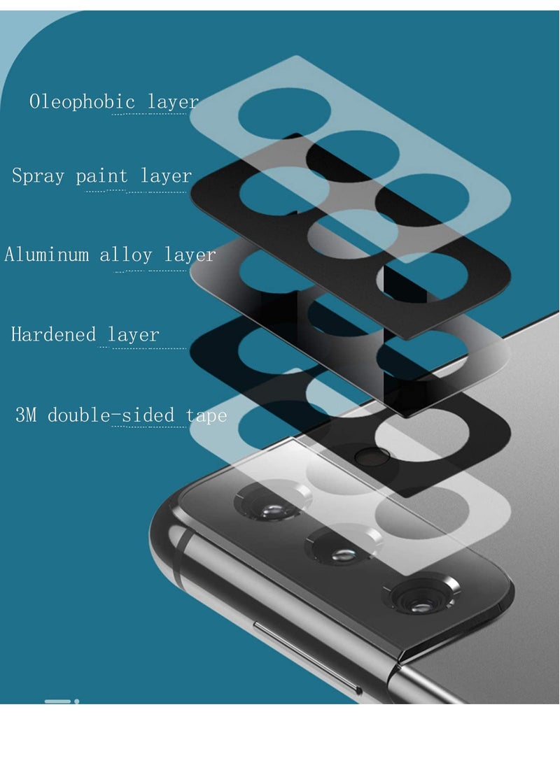 KASTWAVE Camera Lens Protector for Samsung Galaxy S21 Plus, 2 Pack Camera Lens Protector Ring Cover, High-Grade Metal Material Anti-Fall Wear Resistant 360 Degree Protection - Black - Image 2