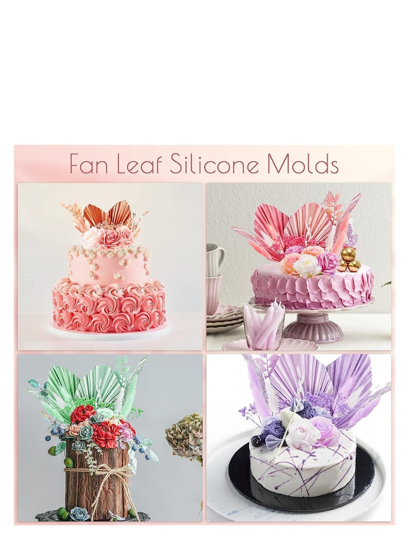 SYOSI قالب ورقة مروحة افعلها بنفسك 3D قالب صمغ اللؤلؤ قالب زهور مروحة نخيل ورقة بوهو قوالب شوكولاتة قالب نصف كروي قوالب سكر مصاصة قوالب حلوى قالب سيليكون مصباح شمع قالب طين للحرف 5 قطع - Image 2