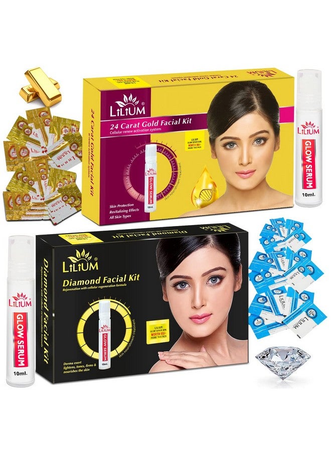 Lilium Diamond & Gold Facial kit Pack of 2 For Nourishes Skin and Cellular Renew Activation System, 120g - Image 1