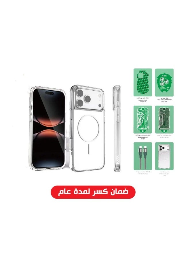 كارا كفر ايفون 17 برو ماكس، جراب شفاف، حماية كاملة، حماية عدسة الكاميرا، كفر مقاوم للصدمات، شحن لاسلكي، MagSafe، TPU ناعم، حماية من الانفجار، حماية 360، كفر فاخر، غطاء حماية، اكسسوارات ايفون، كفر مضاد للخدوش، كفر شفاف فاخر، حماية متكاملة، كفر ايفون مقاوم للكسر، جراب مطفي، حماية عدسة، غطاء كامل للجوال كفر شفاف مغناطيسي + لاصقات شاشة مات/سيراميك + حماية عدسة وجسم كامل ضد الصدمات حماية عدسة وكامل الجسم ضد الصدمات بكج الحمايه الكامله لجوال الايفون بكج حماية حمايه كامله لجهازك من الكسر بكج الحمايه الكامله - Image 3