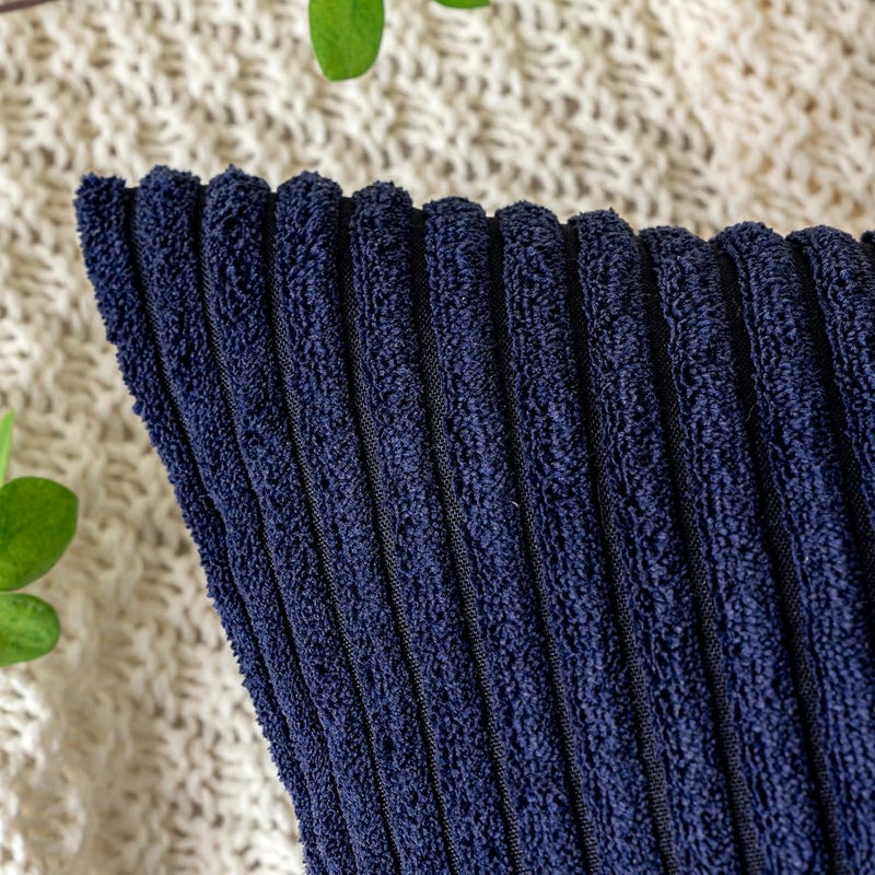 EMEMA Decorative Corduroy Cushion Cover for Sofa, Soft Pillowcase for Home, Living Room, Bedroom, Bed, Click, 30 x 50 cm, Set of 2, Navy Blue - Image 2