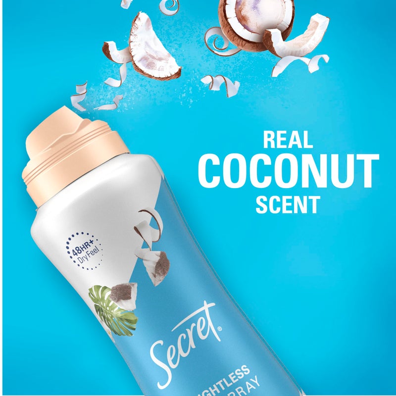 Secret Dry Spray Antiperspirant Deodorant, Nurturing Coconut and Argan Oil, 4.1 oz (Pack of 3) - Image 2