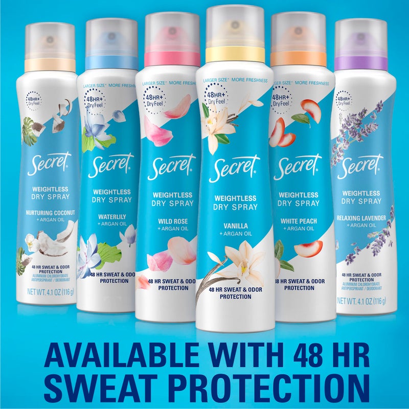 Secret Dry Spray Antiperspirant Deodorant, Nurturing Coconut and Argan Oil, 4.1 oz (Pack of 3) - Image 5