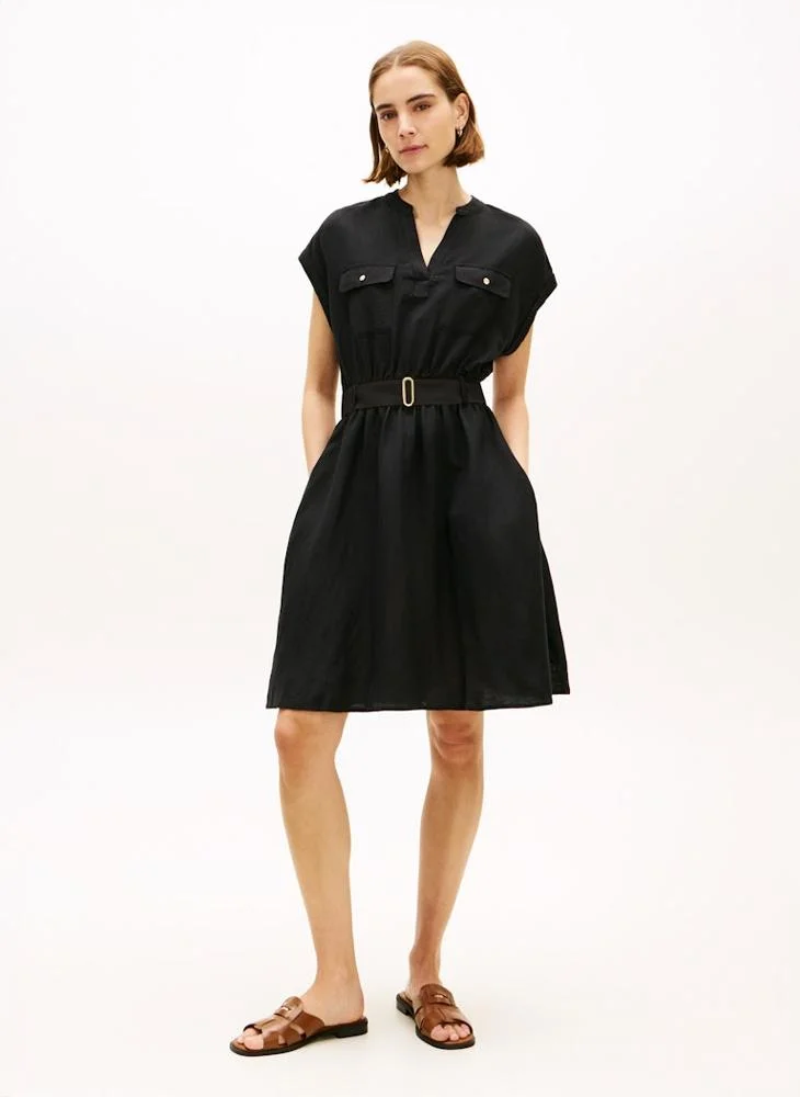 Belted Relaxed Mini Shirt Dress