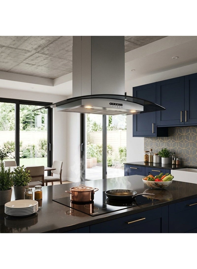 franke Kitchen Hood 90 cm Glass Curved 650 M³/H Stainless ,Wall Mounted– FGC 925 BK/XS ,LED(Made in Turkey) - Image 4