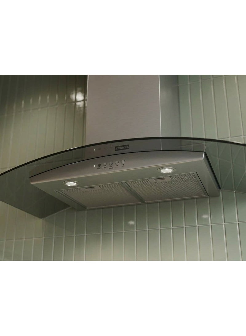 franke Kitchen Hood 90 cm Glass Curved 650 M³/H Stainless ,Wall Mounted– FGC 925 BK/XS ,LED(Made in Turkey) - Image 3