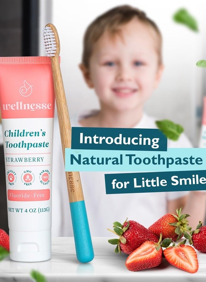 Wellnesse Kids Hydroxyapatite Toothpaste with Xylitol & Fluoride-Free - Natural Ingredients w/Strawberry Flavor - Suitable for Toddlers to Baby Kids Toddler - Sensory Friendly, Vegan & Cruelty-Free - Image 2