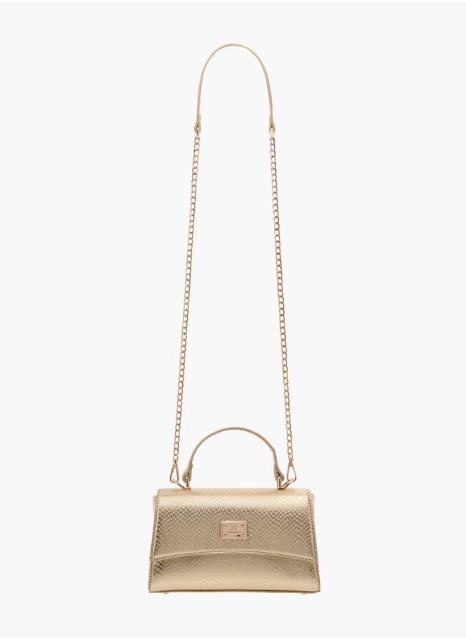 Flora Bella By Shoexpress Women Textured Satchel Bag with Grab Handle and Button Closure  - Image 1