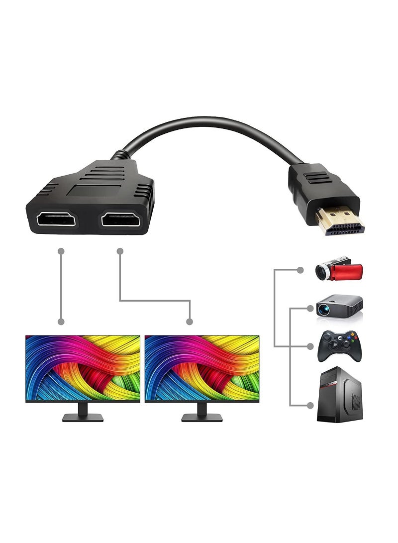 Y&D HDMI Splitter Cable Male 1080P to Dual Female 1 2 Way Adapter for HDTV HD, LED, LCD, TV, Support Two TVs at The Same Time - Image 1
