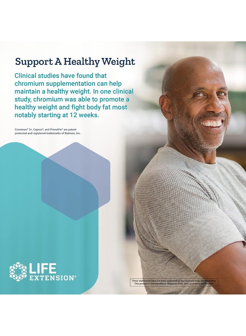 لايف إكستنشن كروميوم محسن مع Crominex® – لدعم التمثيل الغذائي الصحي للجلوكوز، خالٍ من الغلوتين – 60 كبسولة نباتية - Image 4