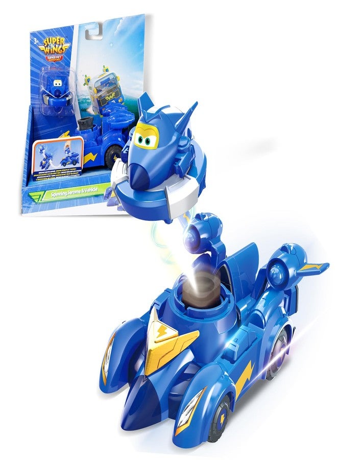 Super Wings Race Car Toys, 5 in Jerome Spinning Tops and Race Car Toys for Kids, 2-in-1 Mode Vehicle Toys Cars for 3 4 5 6 7 8 Year Old Boys - Image 1