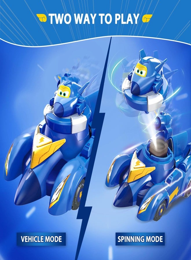 Super Wings Race Car Toys, 5 in Jerome Spinning Tops and Race Car Toys for Kids, 2-in-1 Mode Vehicle Toys Cars for 3 4 5 6 7 8 Year Old Boys - Image 2