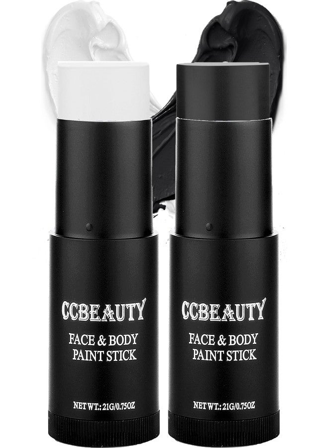 CCBeauty White Black Face Body Paint Stick, Oil Based Cream Blendable Foundation for Clown Skeleton Vampire Skull Joker Mime Cosplay Special Effects Costume , SFX Makeup For Halloween Party - Image 1