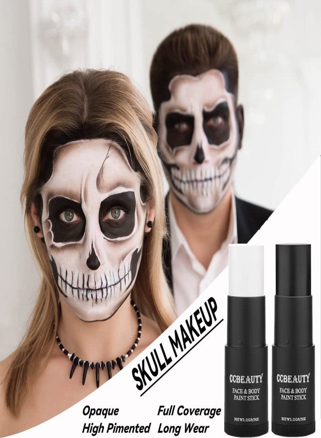 CCBeauty White Black Face Body Paint Stick, Oil Based Cream Blendable Foundation for Clown Skeleton Vampire Skull Joker Mime Cosplay Special Effects Costume , SFX Makeup For Halloween Party - Image 3