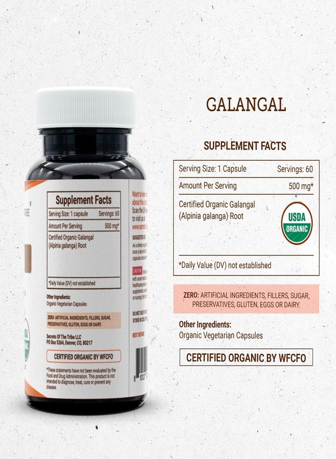 Secrets of the Tribe Galangal 60 Capsules, 1000 mg, USDA Organic Galangal (Alpinia Galangal) Dried Root (60 Capsules) - Image 4