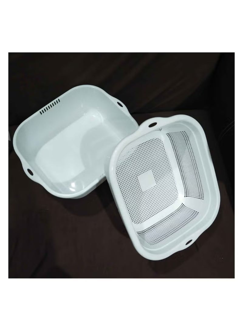 Green Tiger Colander & Bowl – Multi-purpose Strainer Basket – White