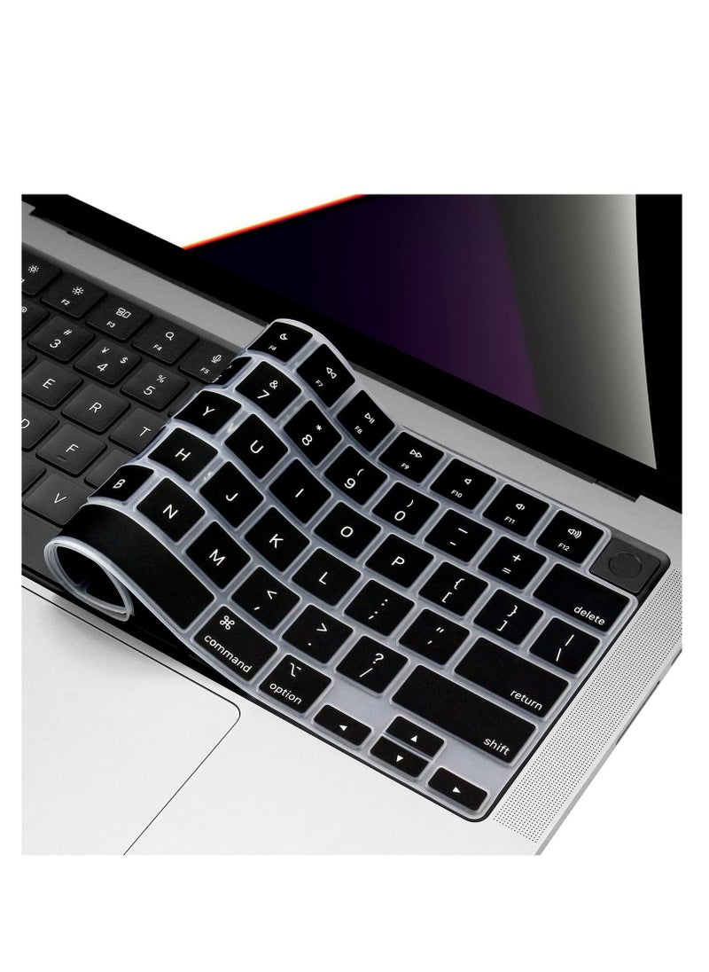 Generic Premium Silicone Keyboard Cover for 2024 2023 M2 M3 M4 MacBook Air 15" A2941 A3114 A3241, M2 M3 M4 MacBook Air 13.6" A2681 A3113 A3240, MacBook Pro 14" 16" A3112/A3401/A2442/ A2779/A2918/ A2992/A3185  and A3186/A3403/ A2485/ A2780/ A2991 M4 M3 M2 M1 Pro/Max,Black  - Image 1