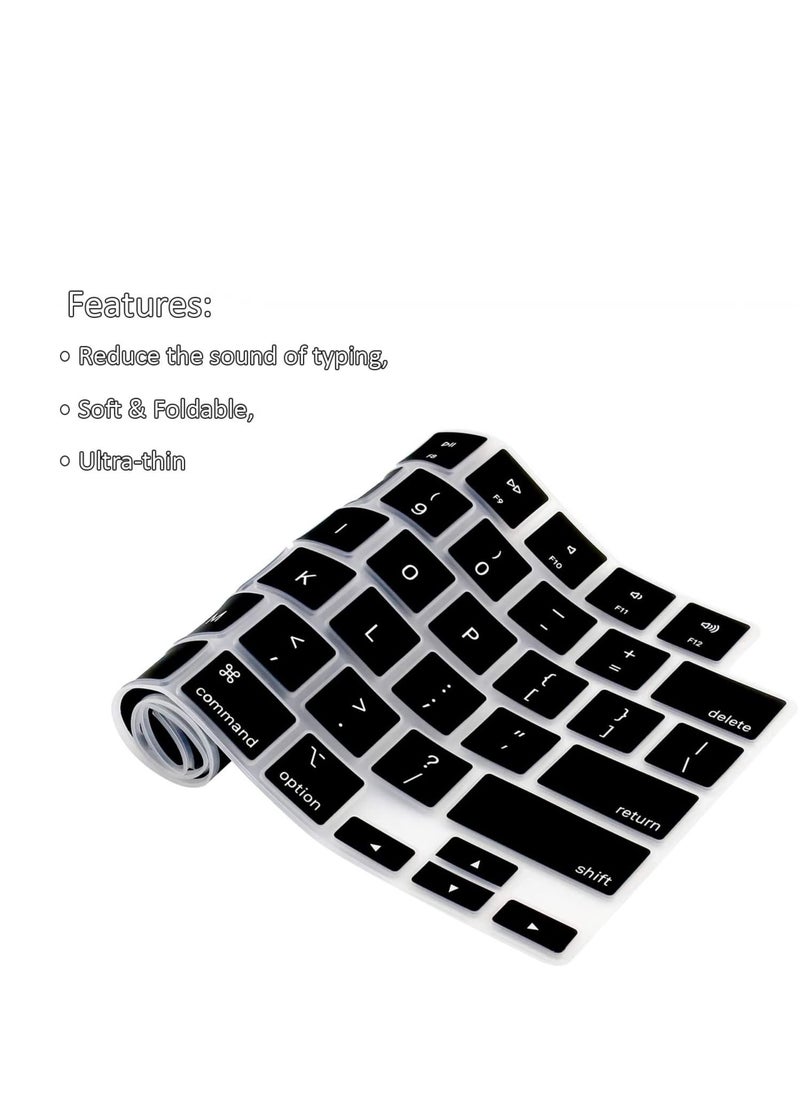 Generic Premium Silicone Keyboard Cover for 2024 2023 M2 M3 M4 MacBook Air 15" A2941 A3114 A3241, M2 M3 M4 MacBook Air 13.6" A2681 A3113 A3240, MacBook Pro 14" 16" A3112/A3401/A2442/ A2779/A2918/ A2992/A3185  and A3186/A3403/ A2485/ A2780/ A2991 M4 M3 M2 M1 Pro/Max,Black  - Image 4