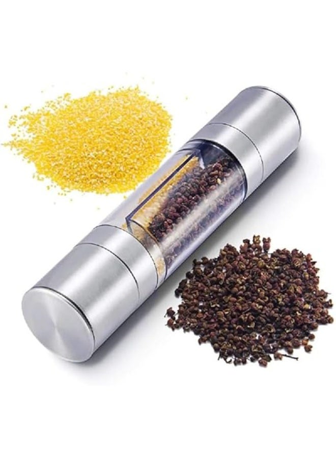 A professional metal spice grinder with a control button to adjust grind settings and a transparent body for intelligently coordinating and organizing kitchen flavors. - Image 1