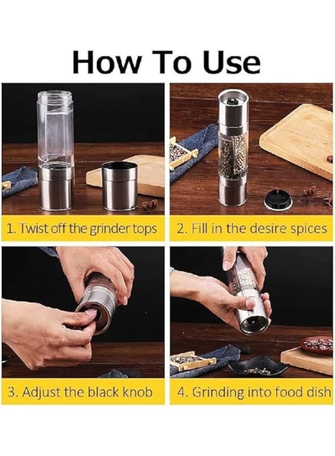 A professional metal spice grinder with a control button to adjust grind settings and a transparent body for intelligently coordinating and organizing kitchen flavors. - Image 2