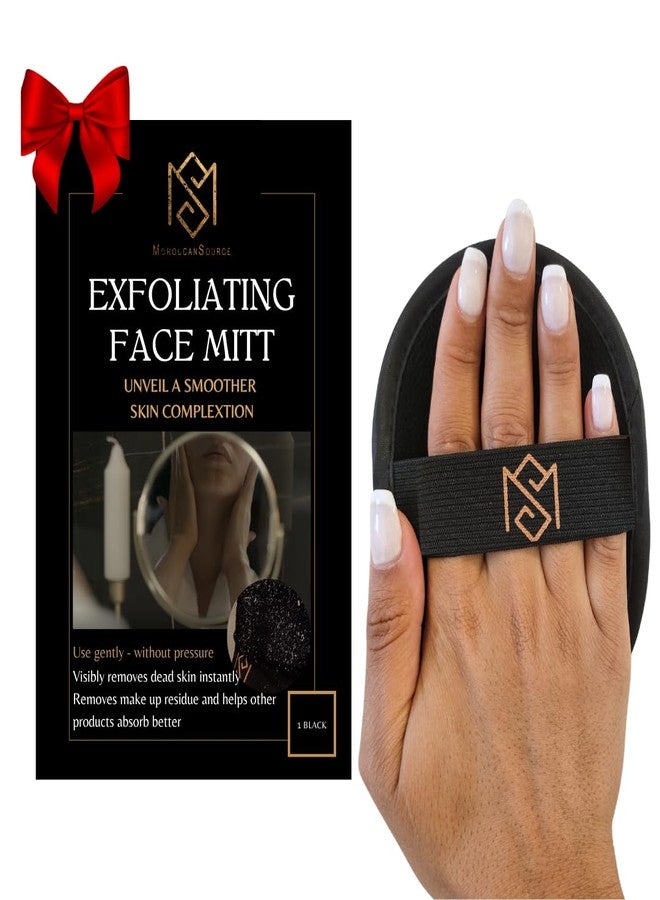 MS Premium Exfoliating Facial Mitt - Dry Skin Remover for Face, Deep Exfoliating Scrubber, Instantly Removes Dry Skin, Gently Improves Complexion, Shower Mitt for Gentle Face Exfoliation, 1pc - Black - Image 1