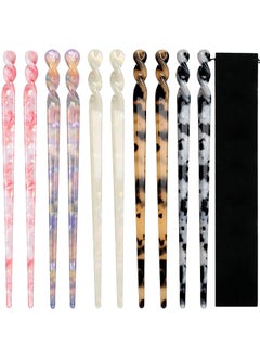 La Jolie Jasmin 10 Pieces Acetate Hair Sticks Leopard Print Hair Pins Tortoise Shell Hairpin Vintage Hair Chopsticks Retro Hairpins Disk Hair Accessories for Women Girls Vintage 