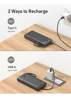 VEGER VEGER Power Bank 20000mAh, Portable Charger with Built in Cables, Slim USB C Power Bank 4 Output 2 Input with LED Display, Fast Charging Battery Pack Compatible with iPhone,Samsung Cell Phones - Black  - Image 2