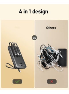 VEGER VEGER Power Bank 20000mAh, Portable Charger with Built in Cables, Slim USB C Power Bank 4 Output 2 Input with LED Display, Fast Charging Battery Pack Compatible with iPhone,Samsung Cell Phones - Black  - Image 4