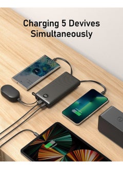 VEGER VEGER Power Bank 20000mAh, Portable Charger with Built in Cables, Slim USB C Power Bank 4 Output 2 Input with LED Display, Fast Charging Battery Pack Compatible with iPhone,Samsung Cell Phones - Black  - Image 5
