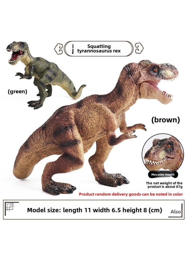 Children's Jurassic 3 Dinosaur Toy King Kong Tyrannosaurus Giant Beast Dragon Triceratops Mecilosaurus Animal Model Set-Color:TQ Medium Squat Tyrannosaurus Rex (2 Colors Random 1) - Image 1