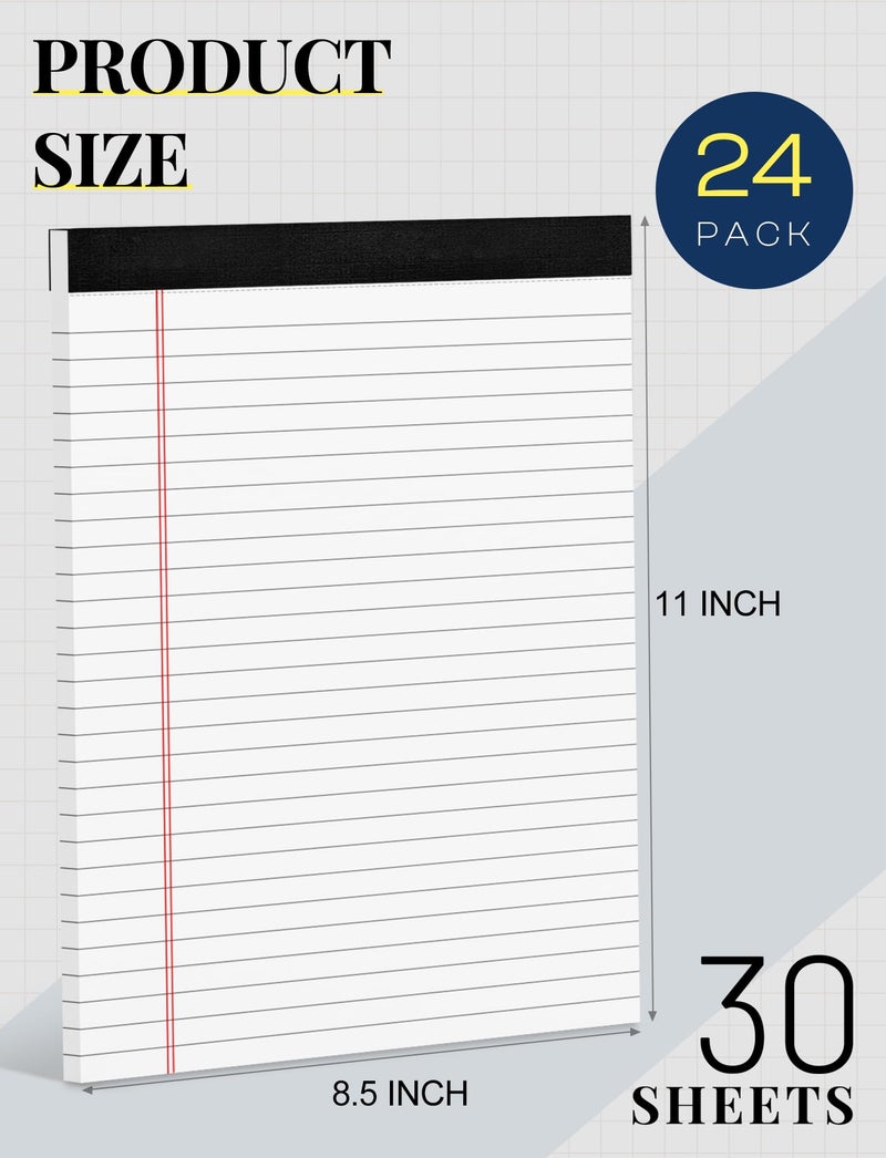 Aidunmis 24 Pack Legal Pads 8.5 x 11 White Note Pads 8.5 x 11 Notepads 8.5 x 11 Wide Ruled White Writing Pads of Paper 8.5 x 11 Legal Notepads 8.5 x 11 White Lined Paper Pads 30 Sheets Per Legal Note Pads - Image 2
