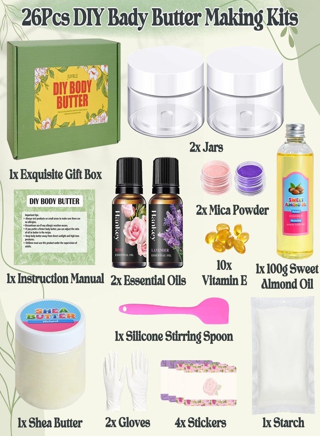 JUYRLE Body Butter Making Kit- Shea Butter Lotion Making Kit, DIY Crafts for Adults with Organic Shea Butter, Sweet Almond Oil, Mica Powder, Natural Whipped Body Butter Maker Skin Care Gifts for Women - Image 2