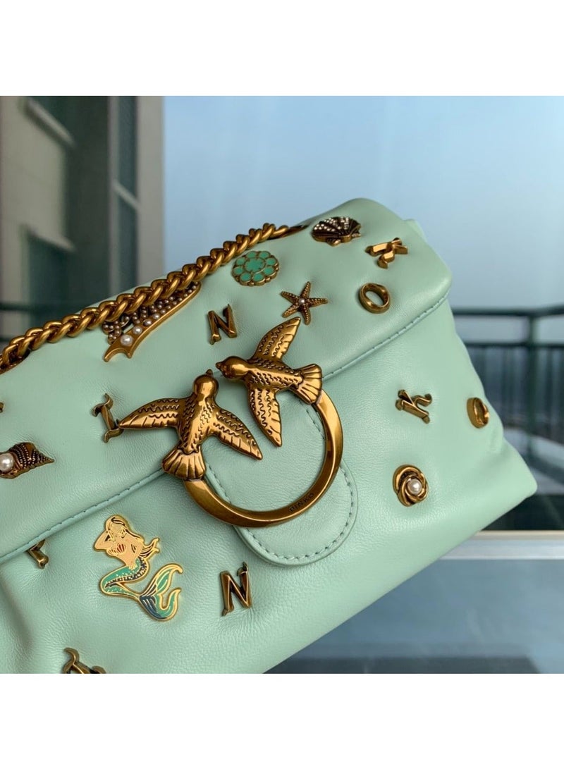 Pinko Chain Badge Crossbody Shoulder Bag 22*16*5cm - Image 4