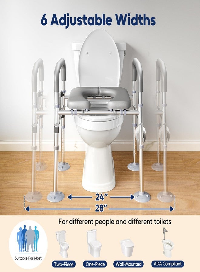 Bluelog Toilet Seat Risers for Seniors, 6 Width & 7 Height Adjustable Raised Toilet Seat with Handles, Elevated Toilet Seat for Elderly, Handicap, Heavy Duty 400lbs Build, Fit Any Toilet, Grey - Image 2