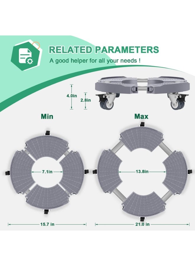 NANAO Plant Caddy with Wheels, Adjustable 15-21 inch, Heavy Duty, Rolling Plant Stand, Outdoor Use - Image 3