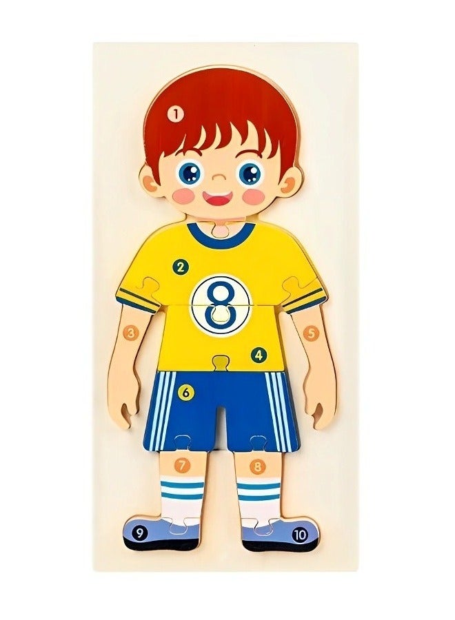 ألغاز خشبية ثلاثية الأبعاد مصممة للإدراك المهني للأطفال، أدوات دعم التدريس للآباء والمعلمين، ألوان وأنماط جذابة، ألعاب تنمية المهارات الحركية من مونتيسوري، هدايا رائعة للأطفال (شكل الرياضي) - Image 1