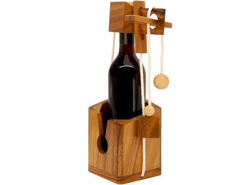 BSIRI Bottle Puzzle Challenging 3D Wooden Bottle Holder and Bottle Lock Puzzle Games for Adults Functional Bottle Storage Ideal Bottle Lover Gifts Fun Gifts Game Night and Rustic Room Decor - Image 1