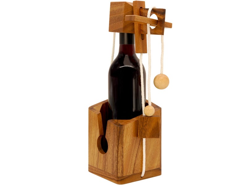 BSIRI Bottle Puzzle Challenging 3D Wooden Bottle Holder and Bottle Lock Puzzle Games for Adults Functional Bottle Storage Ideal Bottle Lover Gifts Fun Gifts Game Night and Rustic Room Decor - Image 2
