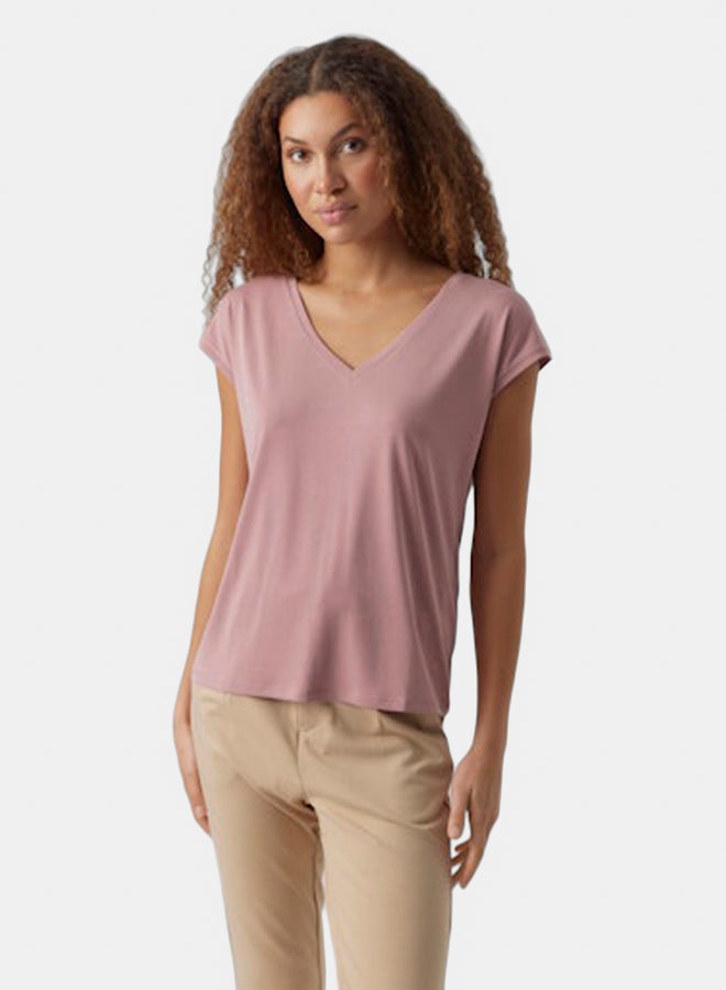 VERO MODA VERO MODA Womens Filli Shortsleeve V-Neck Tee - Image 3