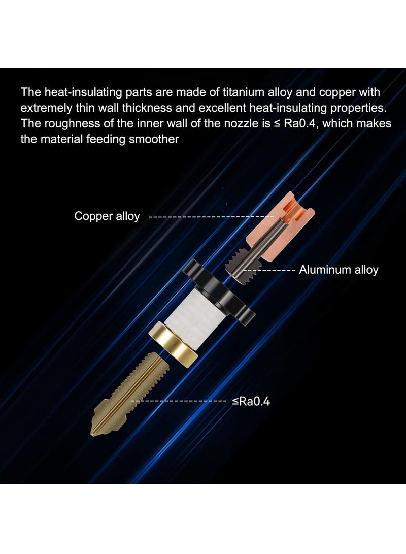 K1 Ceramic Heating Block Kit, 3D Printer Parts All Metal Heat Break High Temperature Resistance Hotend Heating Block Kit with 5PCS 0.4mm Brass Nozzles for K1/K1 Max - Image 4