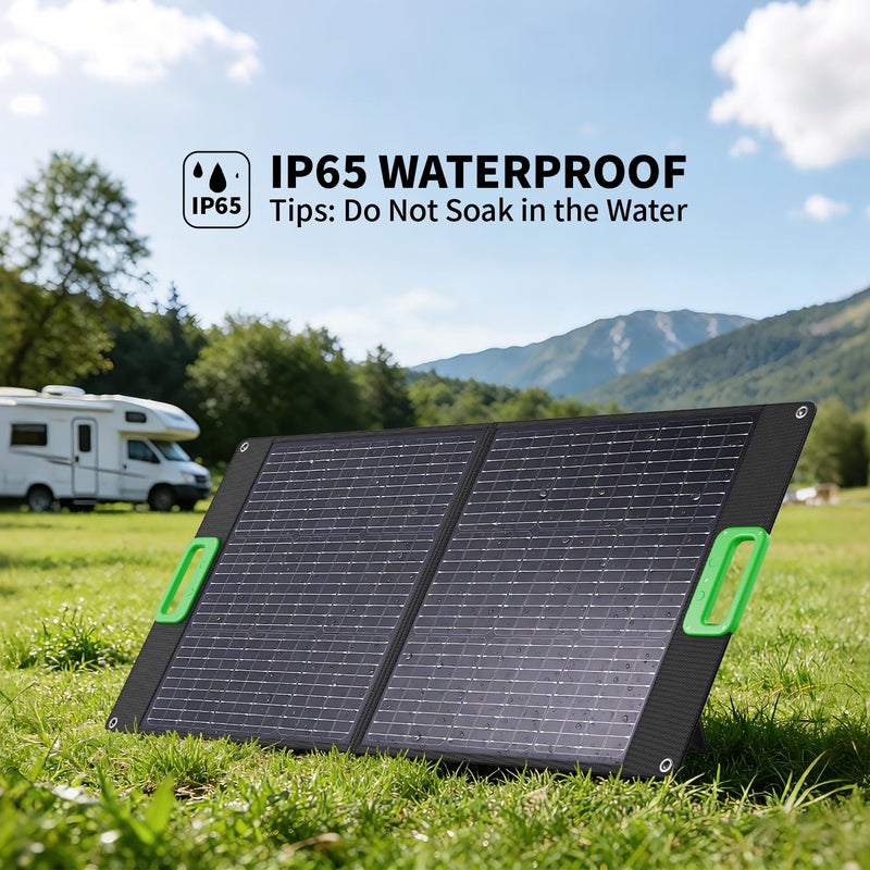 GRECELL 100W Portable Solar Panel for Power Station, 23.5% High Efficiency ETFE Foldable Solar Charger with Kickstands, 18V IP65 Waterproof Solar Panel Kit for Outdoor Camping RV Trip Off-Grid Living - Image 4