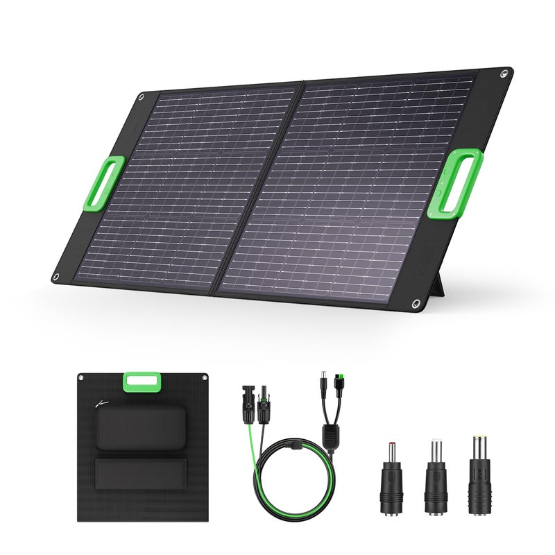 GRECELL 100W Portable Solar Panel for Power Station, 23.5% High Efficiency ETFE Foldable Solar Charger with Kickstands, 18V IP65 Waterproof Solar Panel Kit for Outdoor Camping RV Trip Off-Grid Living - Image 1