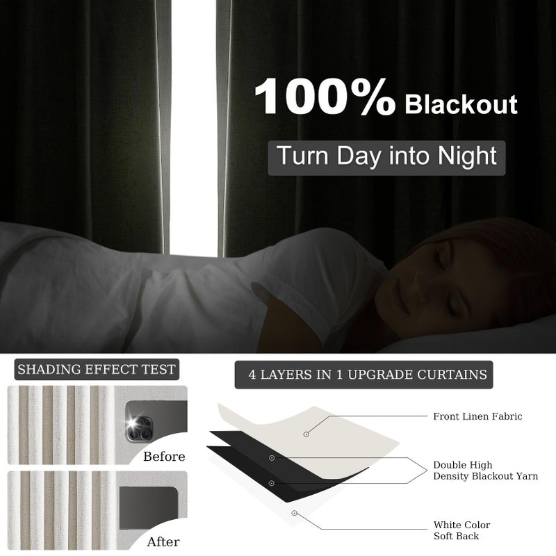 Topfinel 92 Inch Long Black Out Custom Drapery Panels  Double Pinch Pleated Window Coverings  Kids Summber Boho Farmhouse Heat Blocking Sound Block Back Tab Curtains for Patio Sunroom Bay Window - Image 2
