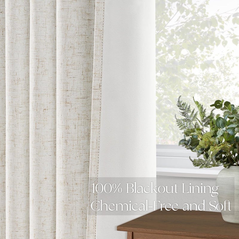 Topfinel 92 Inch Long Black Out Custom Drapery Panels  Double Pinch Pleated Window Coverings  Kids Summber Boho Farmhouse Heat Blocking Sound Block Back Tab Curtains for Patio Sunroom Bay Window - Image 5