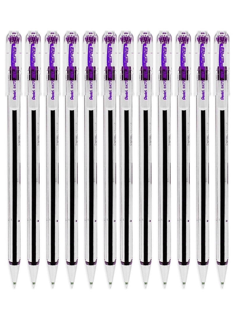 Pentel 12 قطعة قلم حبر جاف ممتاز BK77 طرف 0.7 مم حبر بنفسجي - Image 1