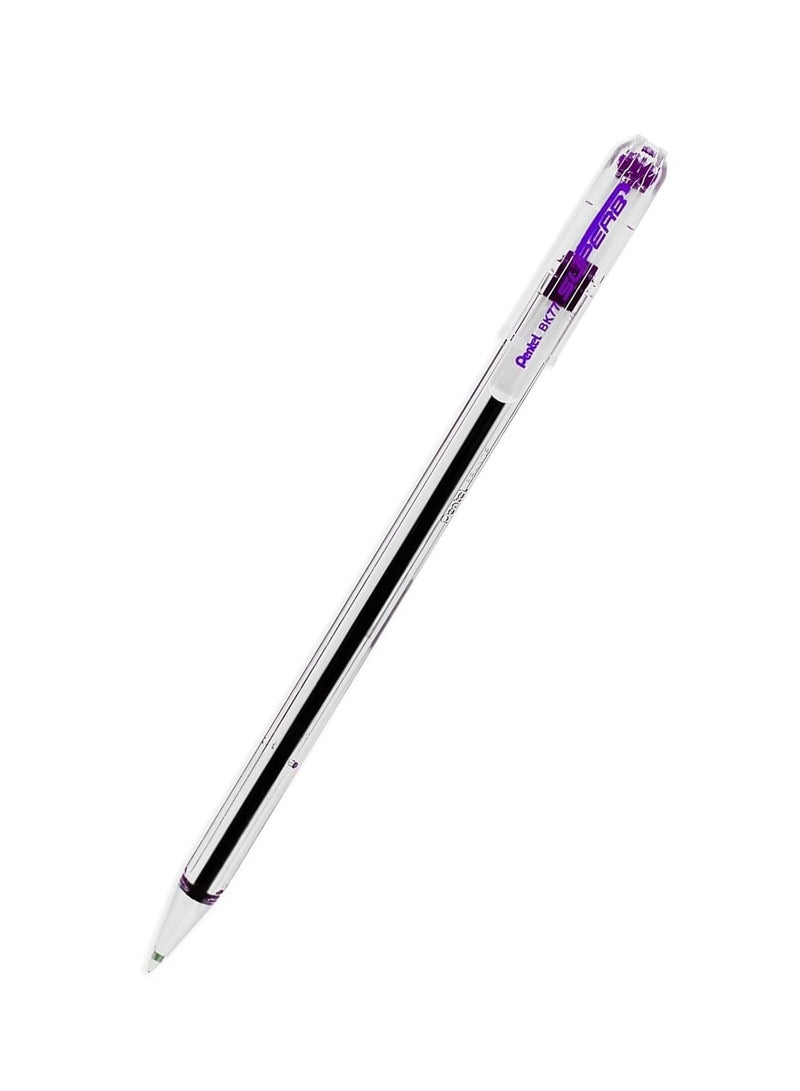 Pentel 12 قطعة قلم حبر جاف ممتاز BK77 طرف 0.7 مم حبر بنفسجي - Image 2