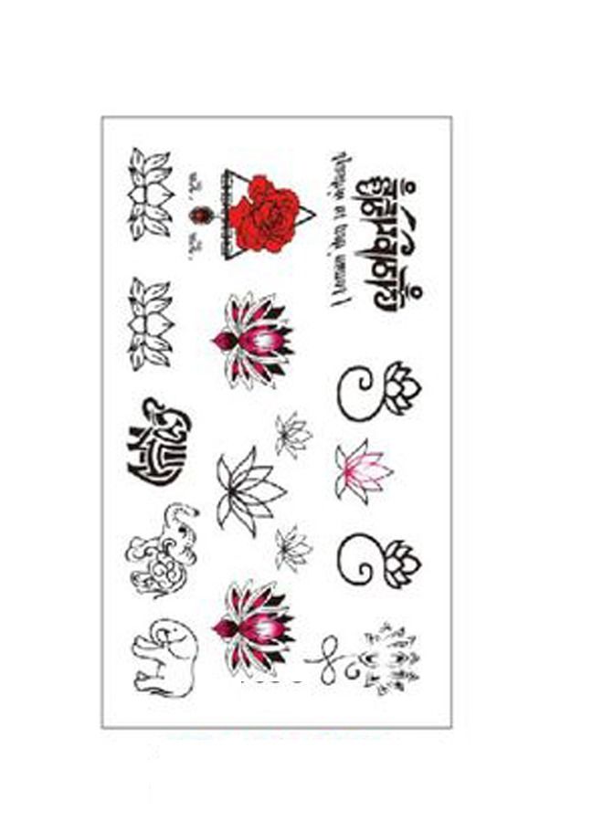 Khaisha Fashionable waterproof temporary tattoo sticker with flower and elephant design - Image 1