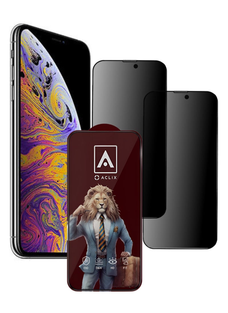 ACLIX 2 Pieces Antistatic ESD Dustproof Premium Quality High Definition Anti-Spy Privacy Tempered Glass Screen Protector Designed For  iPhone XS - Image 1