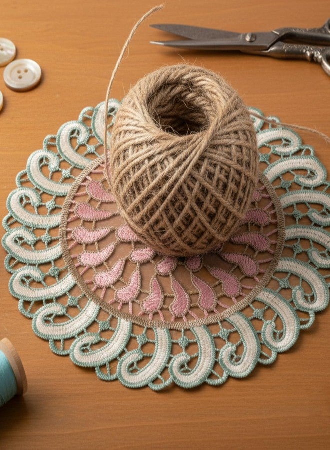 Alrhso 12" Doilies for Tables Crochet Lace Coasters Lace Vintage Laces Doilies Handmade Cotton Coaster Round Laces Placemats Rustic Table Decor for Kitchen Dining Room Wedding Christmas Vase Cup Set of 4 - Image 4