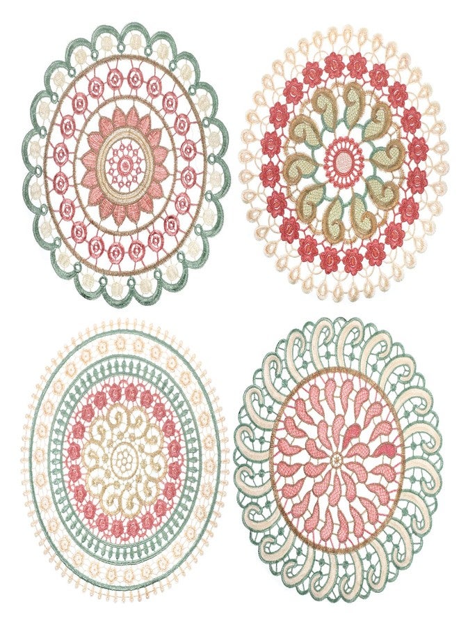 Alrhso 12" Doilies for Tables Crochet Lace Coasters Lace Vintage Laces Doilies Handmade Cotton Coaster Round Laces Placemats Rustic Table Decor for Kitchen Dining Room Wedding Christmas Vase Cup Set of 4 - Image 1